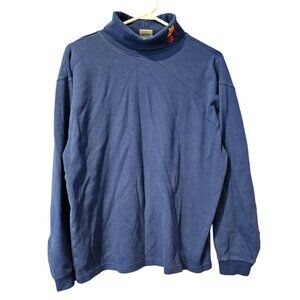 Disney Winnie The Pooh VTG Embroidered Turtleneck Shirt Blue Long Sleeve Sz L